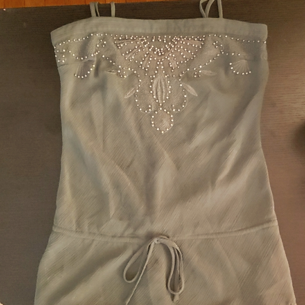 Suzy | Olive Green Hand-Beaded Tunic Tank | S | NWOT